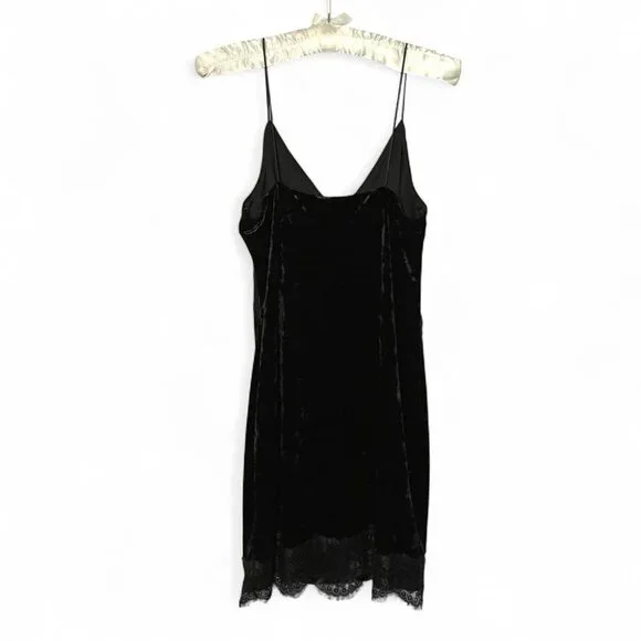 Black Topshop Velvet Lace Slip Dress - Picture 5 of 8